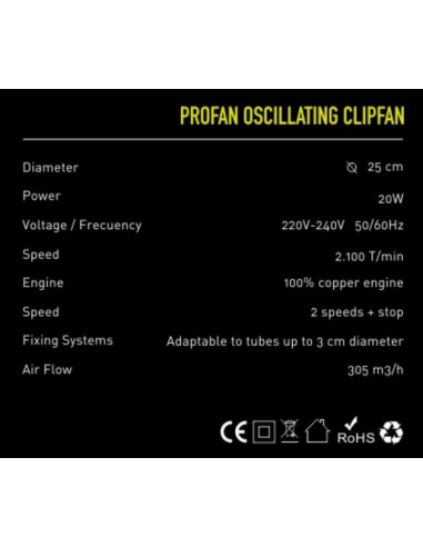 Advanced Star - Clip Fan - 18cm 20w 2 vitesses - Ventilateur oscillant